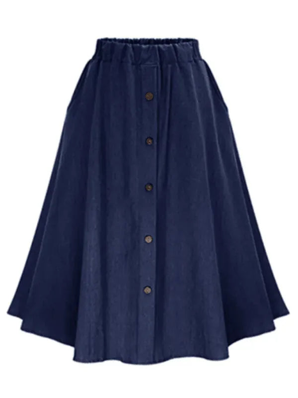 Women High Waist Midi Denim Skirt - Midi Denim Skirt - LeStyleParfait