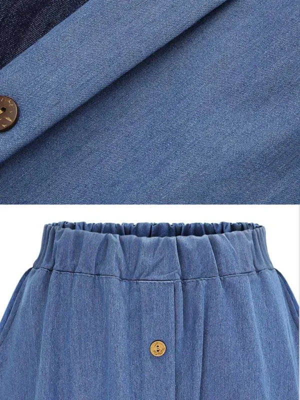 Women High Waist Midi Denim Skirt - Midi Denim Skirt - LeStyleParfait