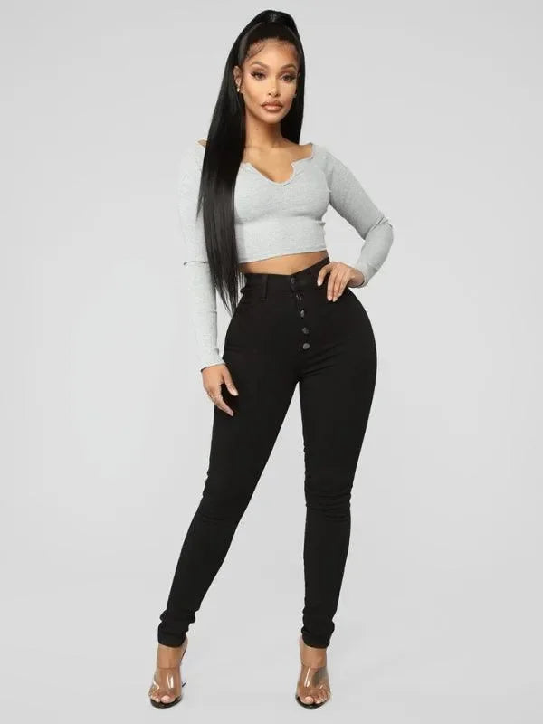 Women High Waist Skinny Jeans - Women Jeans - LeStyleParfait