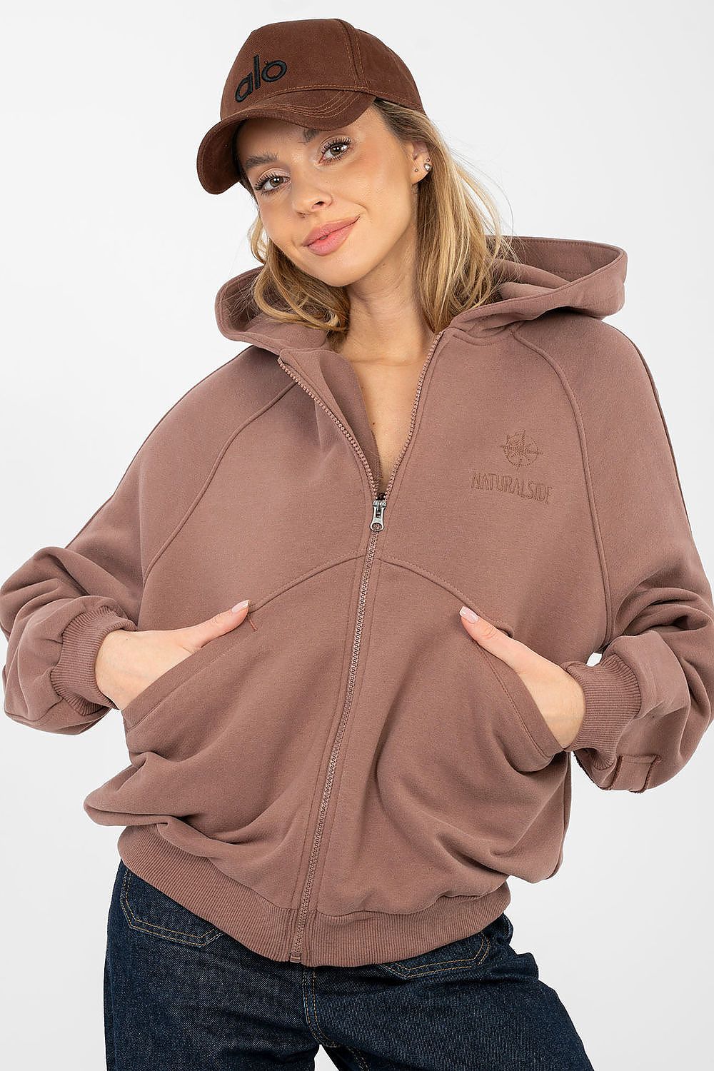 Women Loose Embroidered Zip-Up Hoodie Premium Style-Women Hoodie-LeStyleParfait