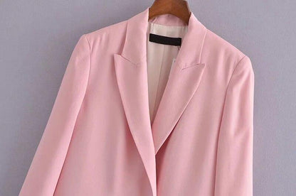 Women Pink Double Breasted Blazer Women - Formal-Business - Plain-Solid - Double-Breasted Blazer - LeStyleParfait