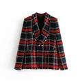 Women Plaid Tweed Blazer Women - Casual - Plaid - Tweed Blazer - LeStyleParfait
