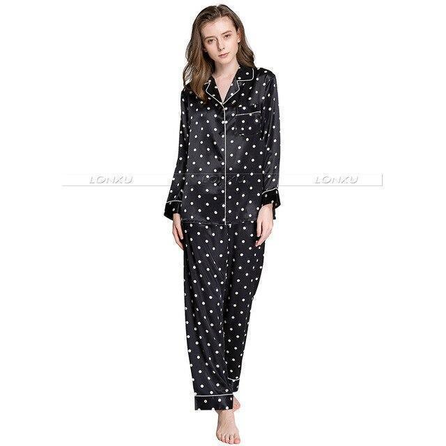 Women Polka Dots Pajama Set - Pajama Pant Set - LeStyleParfait