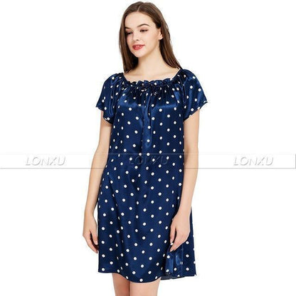 Women Polka Dots Silk Night Dress - Nightdress - LeStyleParfait