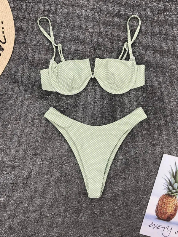 Women Retro Polka Dot One Piece Swimsuit