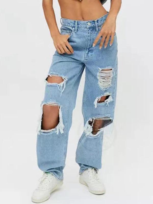 Women Ripped Baggy Jeans - Women Jeans - LeStyleParfait