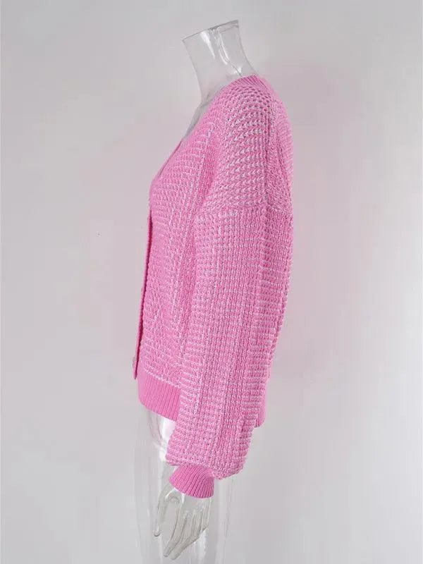 Women’s Cropped Button Cardigan Sweater – V-Neck Knit