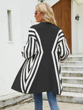 Women's Diamond Stripe V-Neck Button Cardigan Sweater