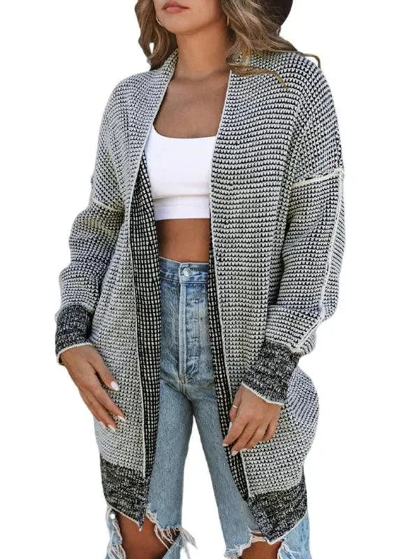 Women’s Textured Longline Cardigan Sweater – V-Neck Slip-On