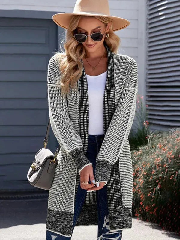 Women’s Textured Longline Cardigan Sweater – V-Neck Slip-On