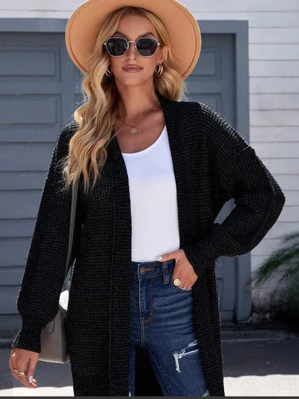 Women’s Textured Longline Cardigan Sweater – V-Neck Slip-On