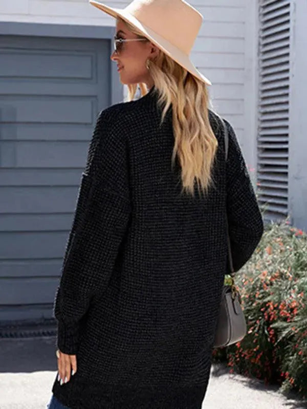 Women’s Textured Longline Cardigan Sweater – V-Neck Slip-On