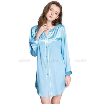 Women Silk Night Dress Sleepshirt - Nightshirt - LeStyleParfait