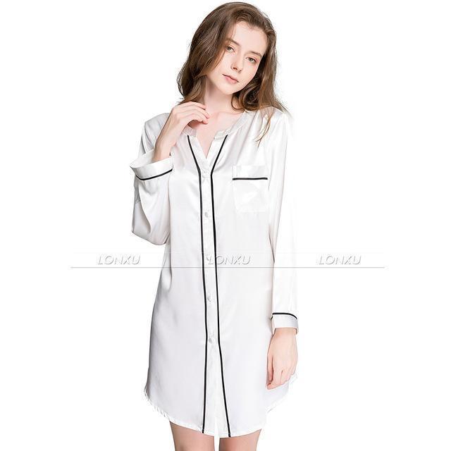 Women Silk Night Dress Sleepshirt - Nightshirt - LeStyleParfait