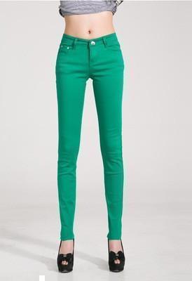 Women Skinny Jeans, Grass Green - Women Jeans - LeStyleParfait