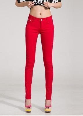 Women Skinny Jeans, Red - Women Jeans - LeStyleParfait