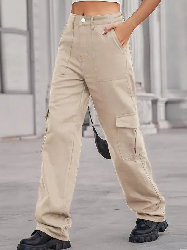 Women Solid Twill Cargo Pants - Cargo Pants - LeStyleParfait