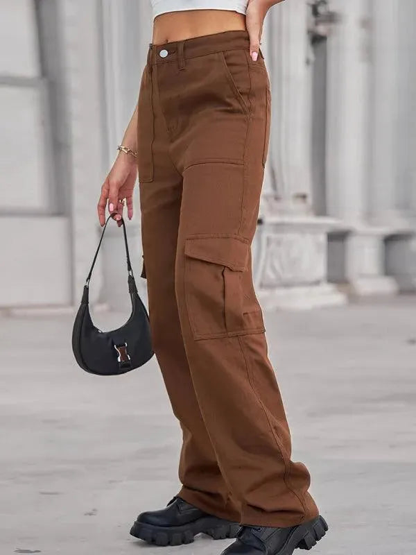 Women Solid Twill Cargo Pants - Cargo Pants - LeStyleParfait