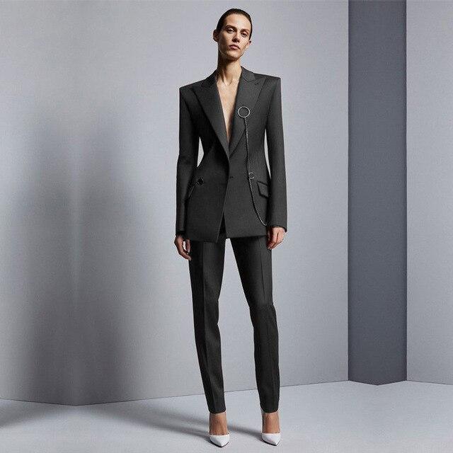 Women Tailored Formal Pantsuit - Women Pant Suit - LeStyleParfait