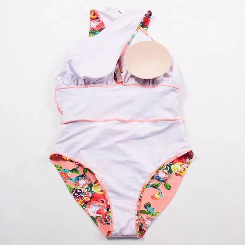 Women Tropical Floral One Piece Swimsuit fashion image