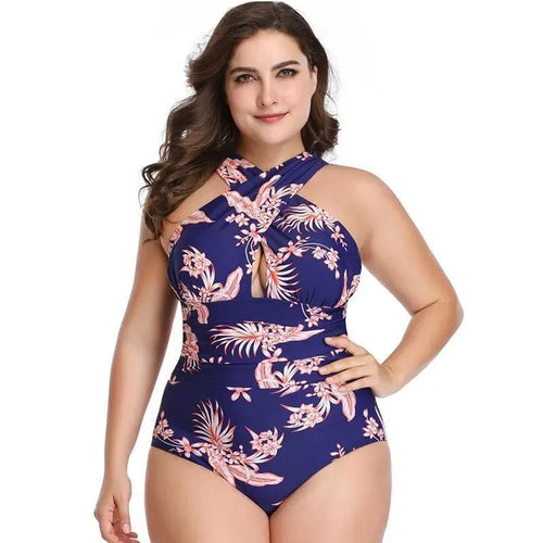 Women Tropical Floral One Piece Swimsuit