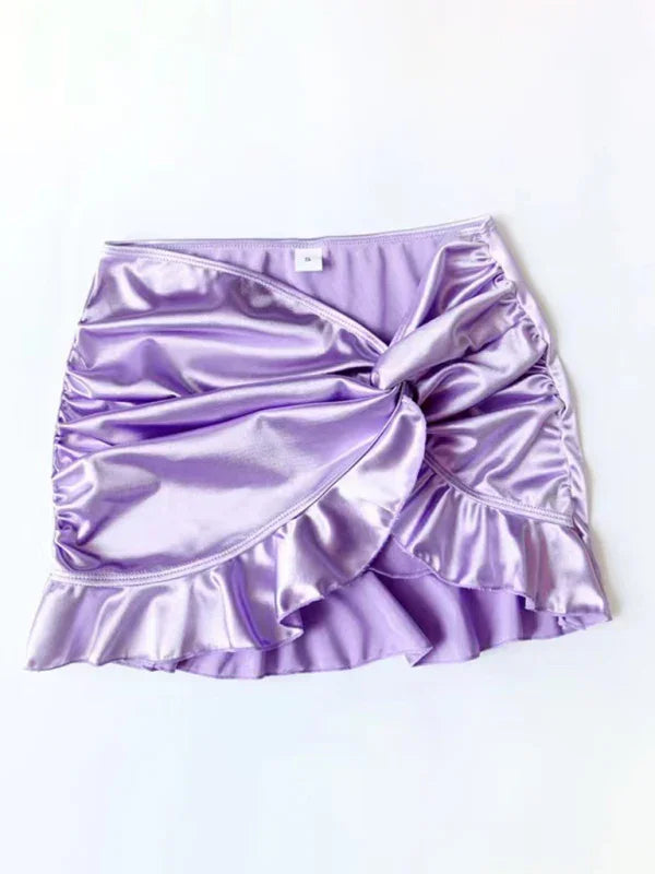 Women White Push Up Skirted Bikini Set