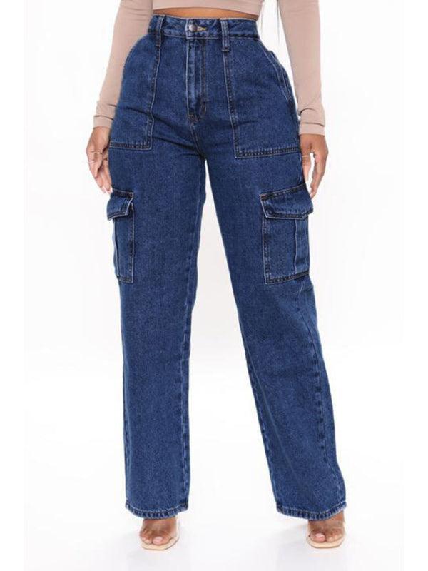 Women Wide Legs Cargo Jeans - Women Jeans - LeStyleParfait