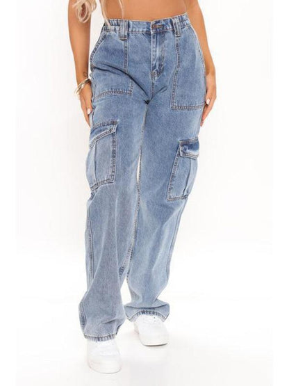 Women Wide Legs Cargo Jeans - Women Jeans - LeStyleParfait
