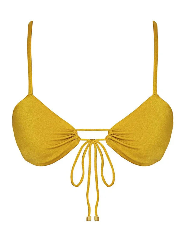 Women Wine Red String Bikini Set