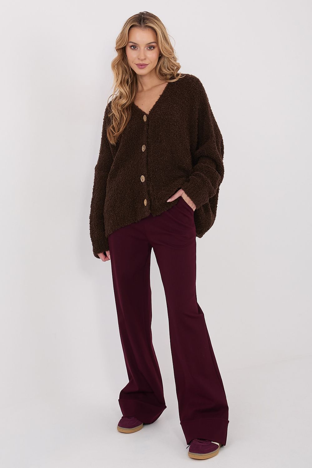 Women Wool Blend Cardigan Sweater Relaxed-Women's Sweater-LeStyleParfait