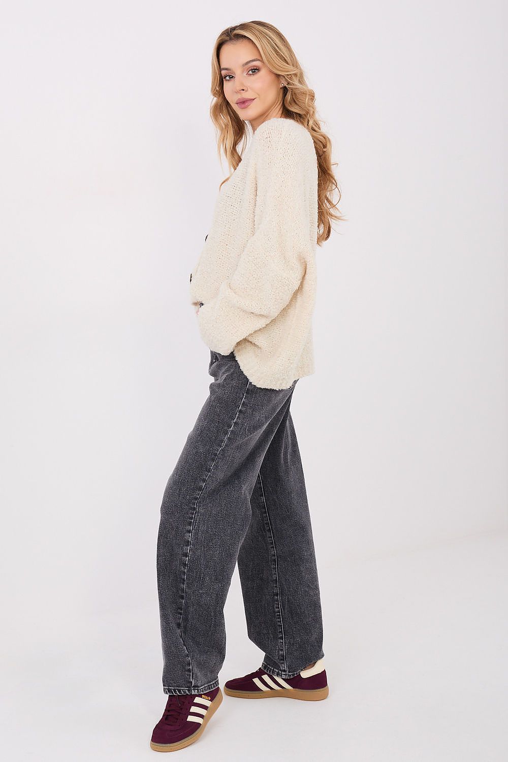 Women Wool Blend Cardigan Sweater Relaxed-Women's Sweater-LeStyleParfait