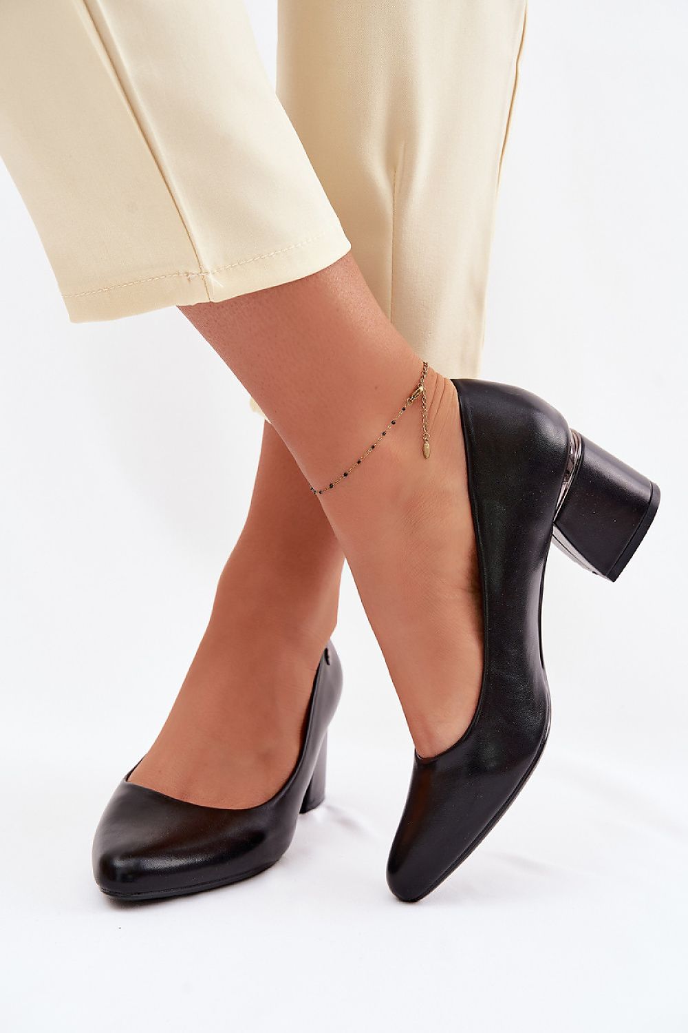 Women's Almond Toe Mid Block Heel Pumps-Pumps Shoes-LeStyleParfait