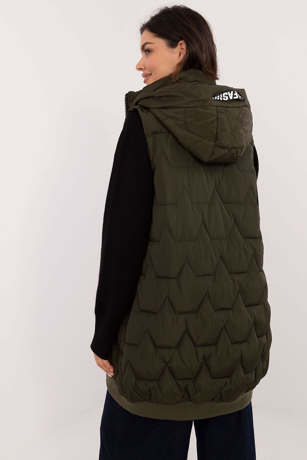 Women's Beige Longline Hooded Quilted Vest-Women's Vest-beige-s-LeStyleParfait