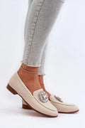 Women’s beige low‑heel moccasin loafers, smart casual women’s loafers from the Women’s Loafers collection