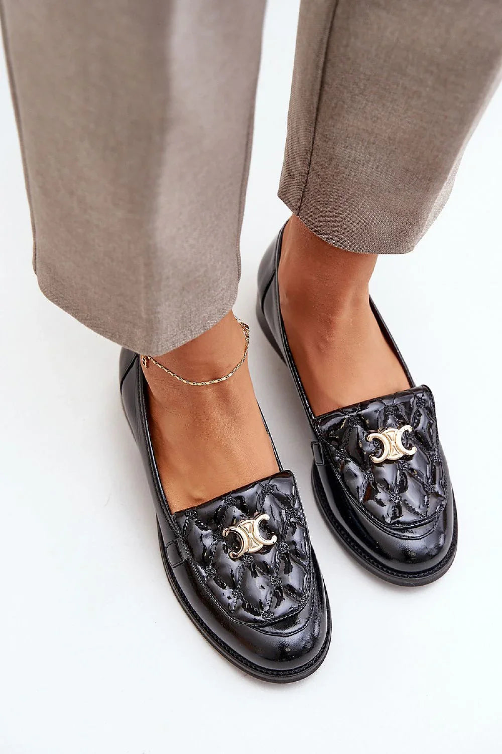 Women’s black leather horsebit driving moccasin loafers, low heel women’s driving shoes for office and classics