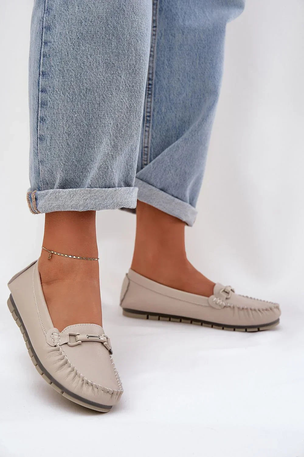 Women’s blue leather driving moccasin loafers, flat casual women’s driving shoes
