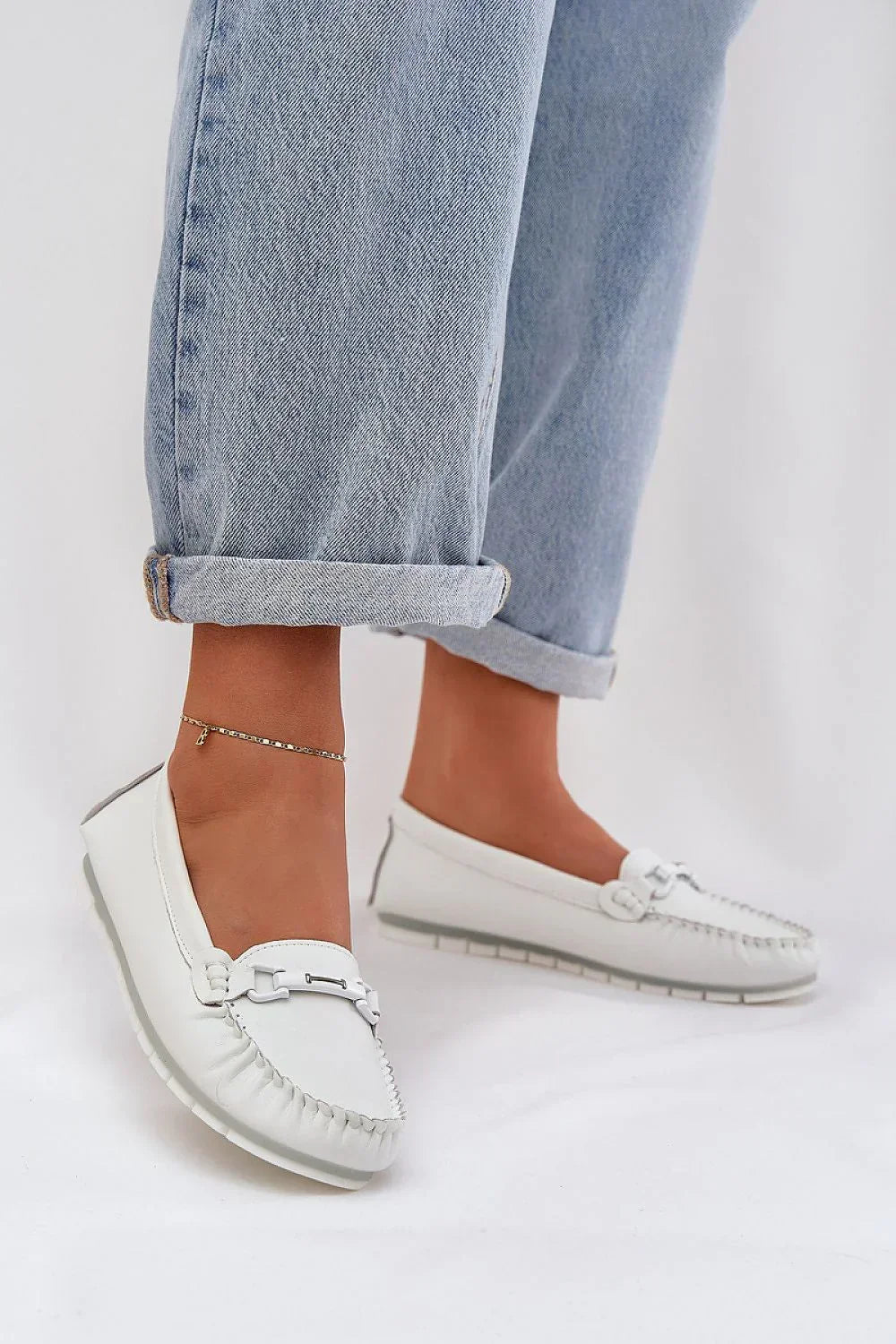 Women’s blue leather driving moccasin loafers, flat casual women’s driving shoes
