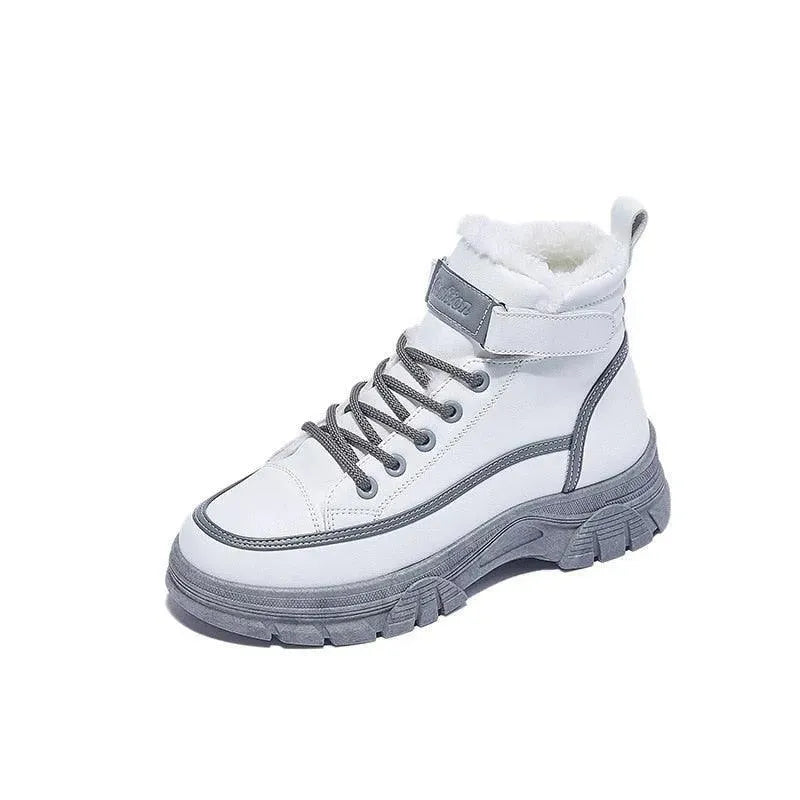 Women's Boots - Women Mid-Top Ankle Boots Sneakers - Lace-Up Winter Sneaker Boots-Boots-LeStyleParfait
