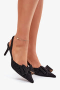 Women's Bow Pointed Toe Slingback Stiletto Pumps-Pumps Shoes-LeStyleParfait
