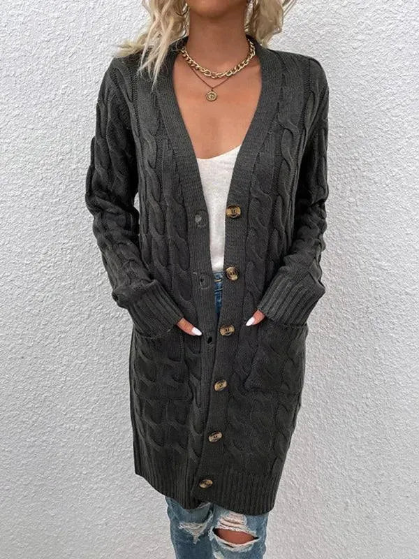 Women’s Cable Knit Longline Cardigan Sweater – Cozy Twist Knit