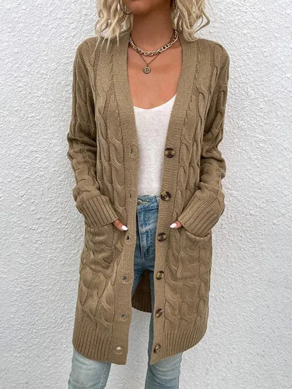 Women’s Cable Knit Longline Cardigan Sweater – Cozy Twist Knit