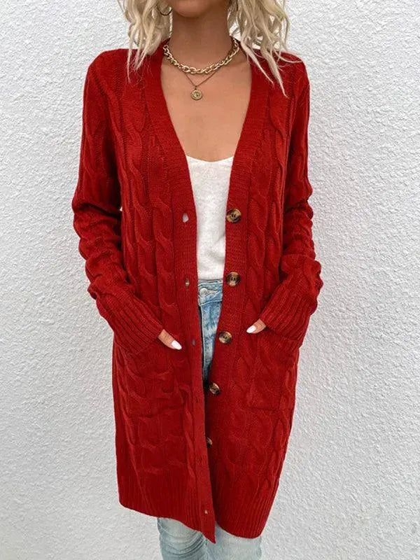 Women’s Cable Knit Longline Cardigan Sweater – Cozy Twist Knit