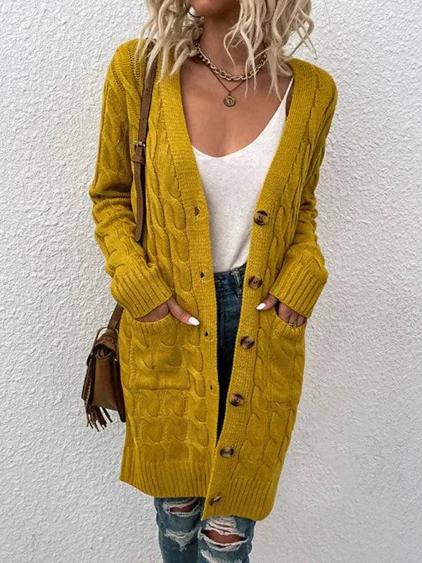 Women’s Cable Knit Longline Cardigan Sweater – Cozy Twist Knit
