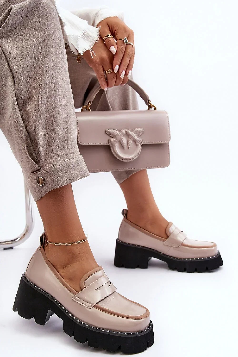Women’s chunky platform penny moccasin loafers, casual women’s platform loafers for spring and autumn outfits