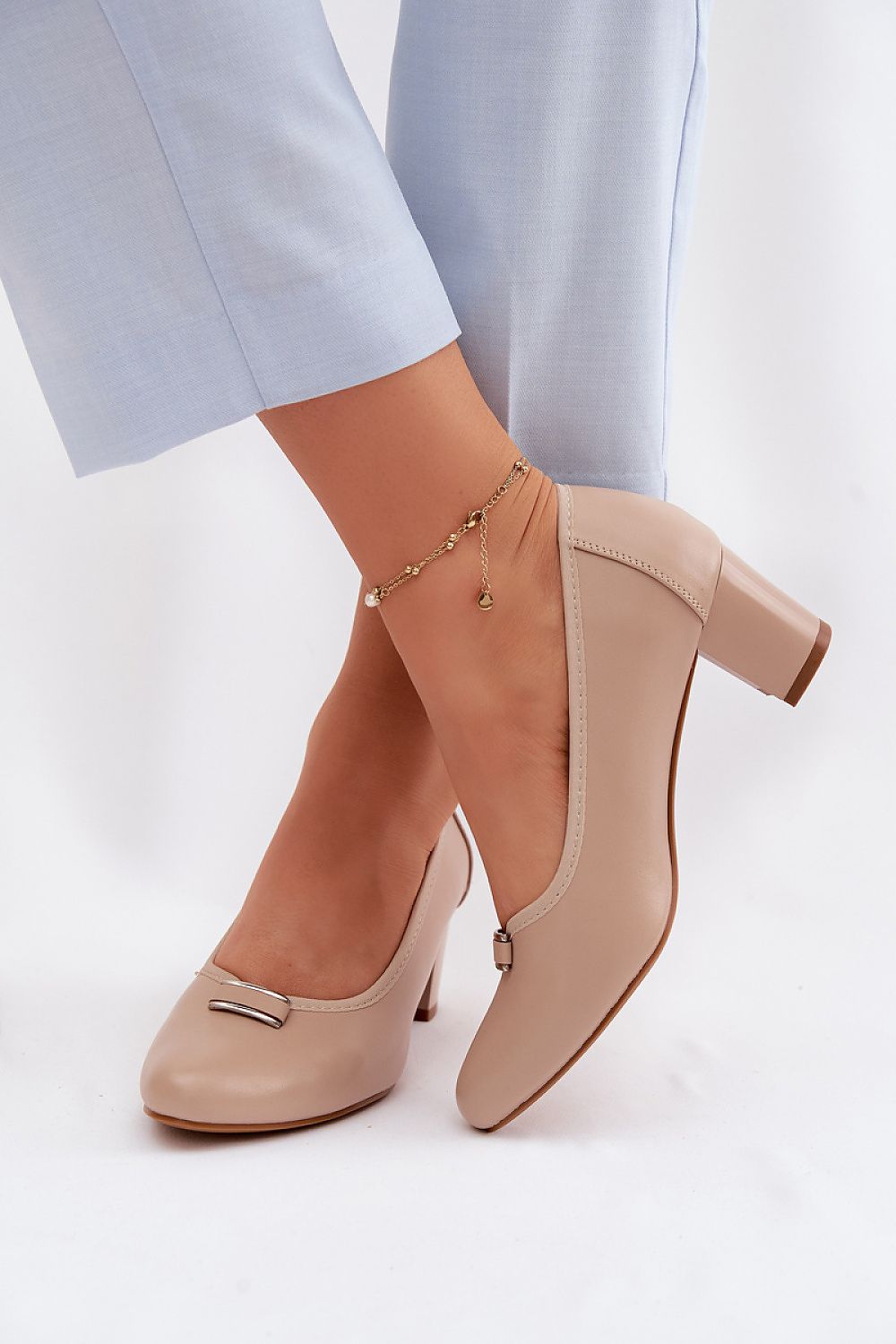 Women's Classic Mid Heel Block Pumps-Pumps Shoes-LeStyleParfait