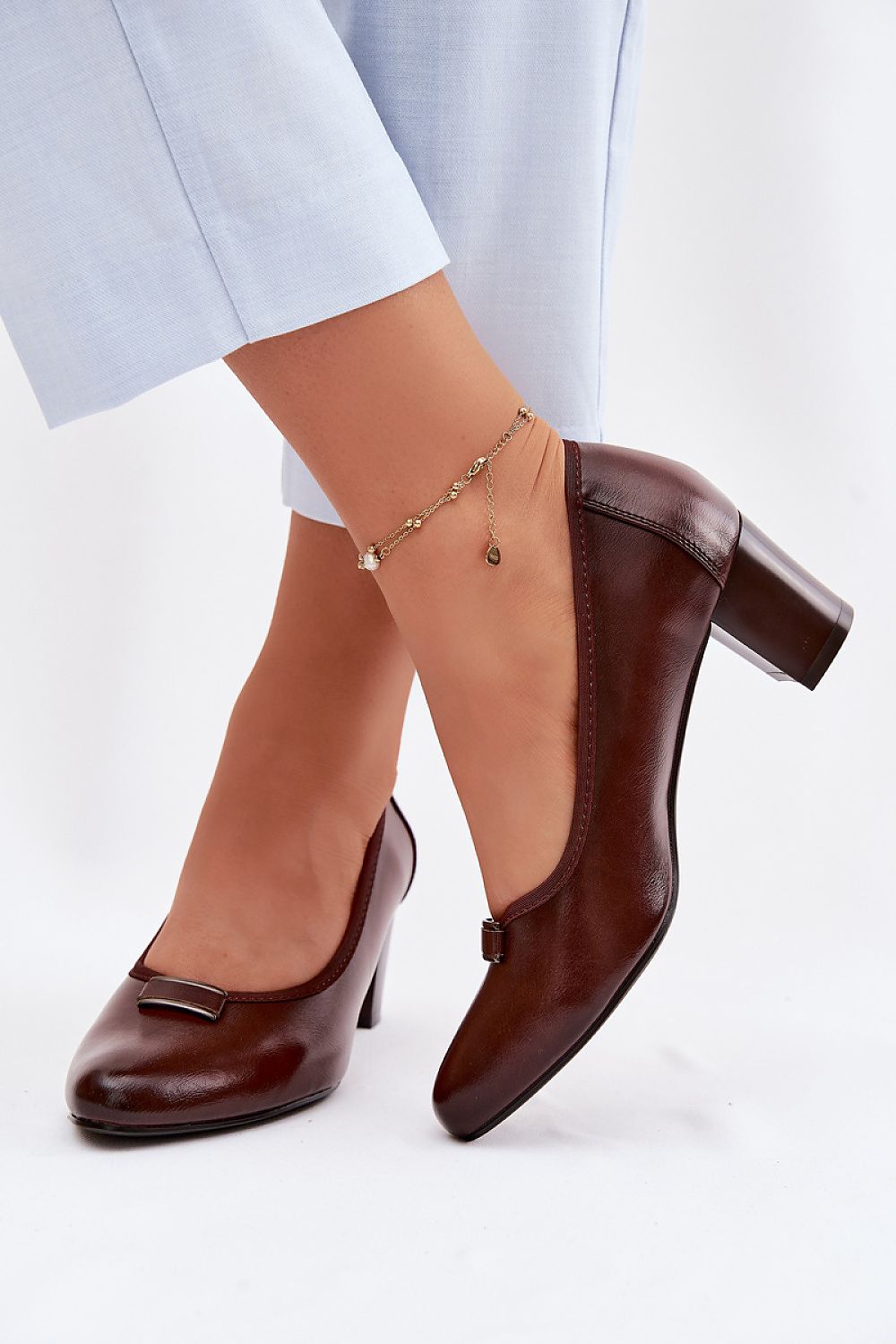 Women's Classic Mid Heel Block Pumps-Pumps Shoes-LeStyleParfait