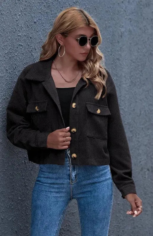 LeStyleParfait Women's Jackets Trucker Jakcet Buttons Turn Down Collar Long Sleeves Plain-Solid-Trucker Jacket