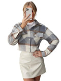 Women's Cropped Wool Lapel Shirt-Women's Shirts-LeStyleParfait