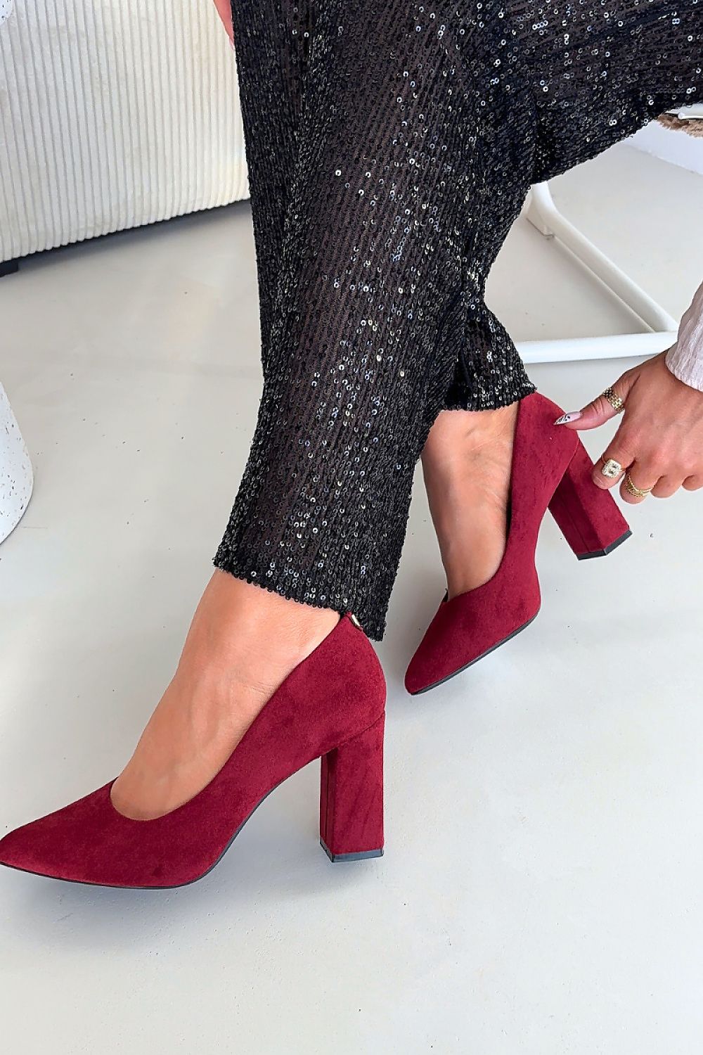 Women's Cushioned Suede Block Heel Pumps-Pumps Shoes-LeStyleParfait