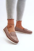 Women’s eco friendly beige moc toe moccasin loafers, flat women’s moc toe loafers for all season casual wear